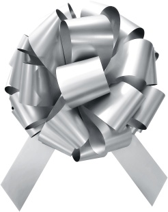 Бант Шар, Серебро, Матовый металл, 36 см, 1 шт. в упак. 